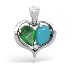 Emerald Two Become One 14K White Gold pendant P5330