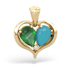 Emerald Two Become One 14K Yellow Gold pendant P5330