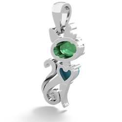 Emerald Kitten 14K White Gold pendant P5780