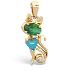 Emerald Kitten 14K Yellow Gold pendant P5780