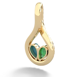 Emerald Pave Twist 'One Heart' 14K Yellow Gold pendant P5360