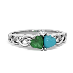 Emerald Heart To Heart Braid 14K White Gold ring R5870