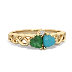Emerald Heart To Heart Braid 14K Yellow Gold ring R5870