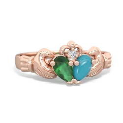 Emerald 'Our Heart' Claddagh 14K Rose Gold ring R2388