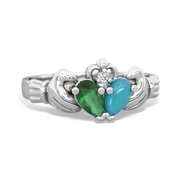 Emerald 'Our Heart' Claddagh 14K White Gold ring R2388