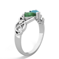 Emerald 'One Heart' Celtic Knot Claddagh 14K White Gold ring R5322