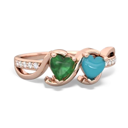 Emerald Side By Side 14K Rose Gold ring R3090