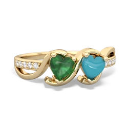 Emerald Side By Side 14K Yellow Gold ring R3090