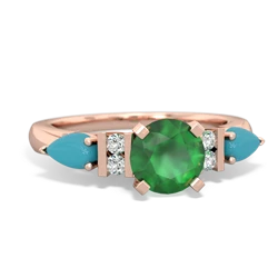 Emerald 6Mm Round Eternal Embrace Engagement 14K Rose Gold ring R2005