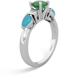 Emerald 6Mm Round Eternal Embrace Engagement 14K White Gold ring R2005