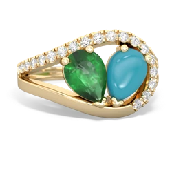 Emerald Nestled Heart Keepsake 14K Yellow Gold ring R5650