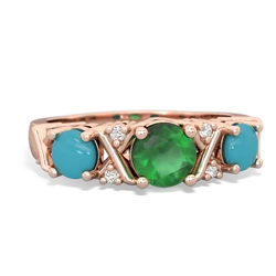 Emerald Hugs And Kisses 14K Rose Gold ring R5016