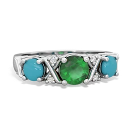 Emerald Hugs And Kisses 14K White Gold ring R5016