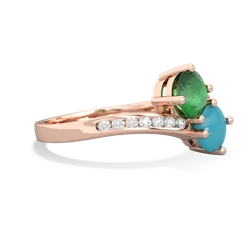 Emerald Channel Set Two Stone 14K Rose Gold ring R5303