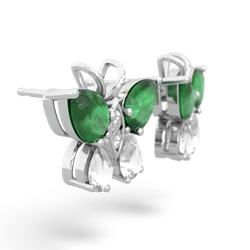 Emerald Butterfly 14K White Gold earrings E2215