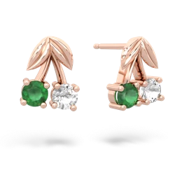 Emerald Sweet Cherries 14K Rose Gold earrings E7001