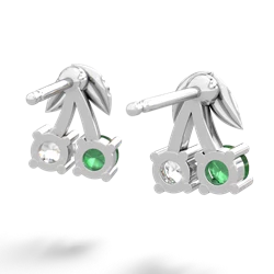 Emerald Sweet Cherries 14K White Gold earrings E7001