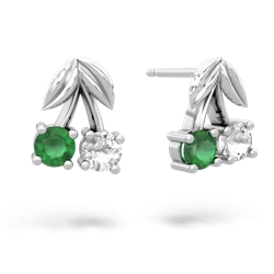 Emerald Sweet Cherries 14K White Gold earrings E7001