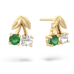 Emerald Sweet Cherries 14K Yellow Gold earrings E7001