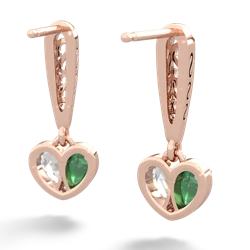 Emerald Filligree Heart 14K Rose Gold earrings E5070