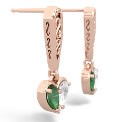 Emerald Filligree Heart 14K Rose Gold earrings E5070