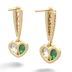 Emerald Filligree Heart 14K Yellow Gold earrings E5070