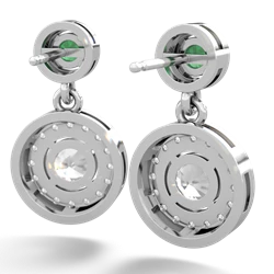 Emerald Halo Dangle 14K White Gold earrings E5319