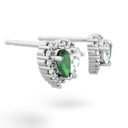 Emerald Halo 14K White Gold earrings E7008