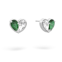 Emerald 'Our Heart' 14K White Gold earrings E5072