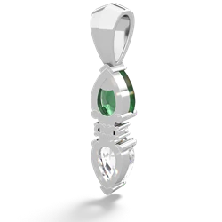 Emerald Bowtie Drop 14K White Gold pendant P0865