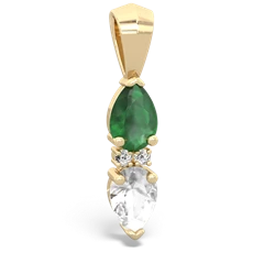Emerald Bowtie Drop 14K Yellow Gold pendant P0865