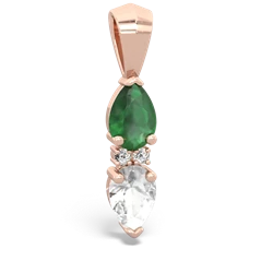 Emerald Bowtie Drop 14K Rose Gold pendant P0865