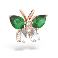 Emerald Butterfly 14K Rose Gold pendant P2215