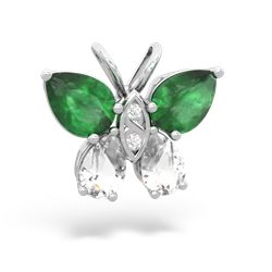 Emerald Butterfly 14K White Gold pendant P2215