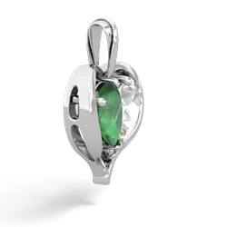 Emerald Two Become One 14K White Gold pendant P5330