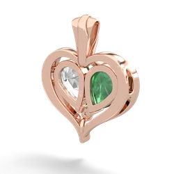 Emerald Two Become One 14K Rose Gold pendant P5330