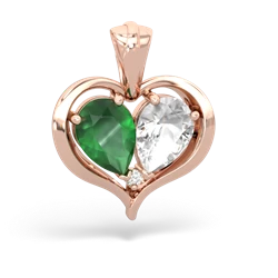 Emerald Two Become One 14K Rose Gold pendant P5330