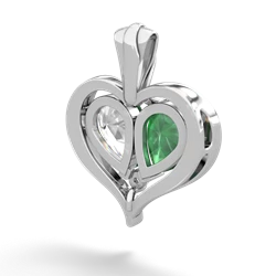 Emerald Two Become One 14K White Gold pendant P5330