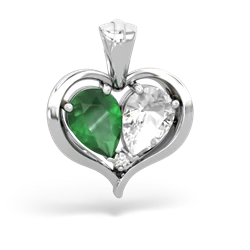 Emerald Two Become One 14K White Gold pendant P5330