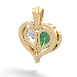 Emerald Two Become One 14K Yellow Gold pendant P5330