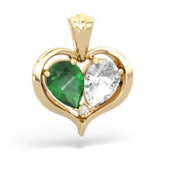 Emerald Two Become One 14K Yellow Gold pendant P5330