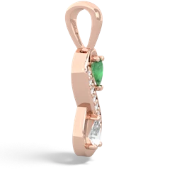 Emerald Diamond Infinity 14K Rose Gold pendant P5390