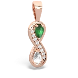 Emerald Diamond Infinity 14K Rose Gold pendant P5390