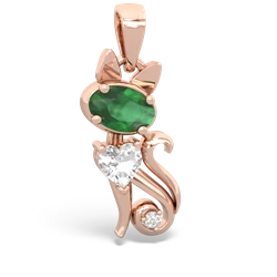 Emerald Kitten 14K Rose Gold pendant P5780