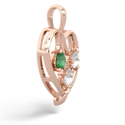 Emerald Glowing Heart 14K Rose Gold pendant P2233