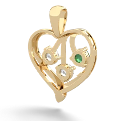 Emerald Glowing Heart 14K Yellow Gold pendant P2233