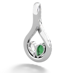 Emerald Pave Twist 'One Heart' 14K White Gold pendant P5360