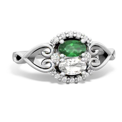 Emerald Love Nest 14K White Gold ring R5860