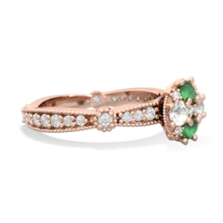 Emerald Sparkling Tiara Cluster 14K Rose Gold ring R26293RD