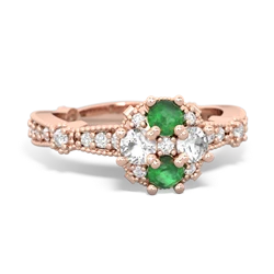 Emerald Sparkling Tiara Cluster 14K Rose Gold ring R26293RD